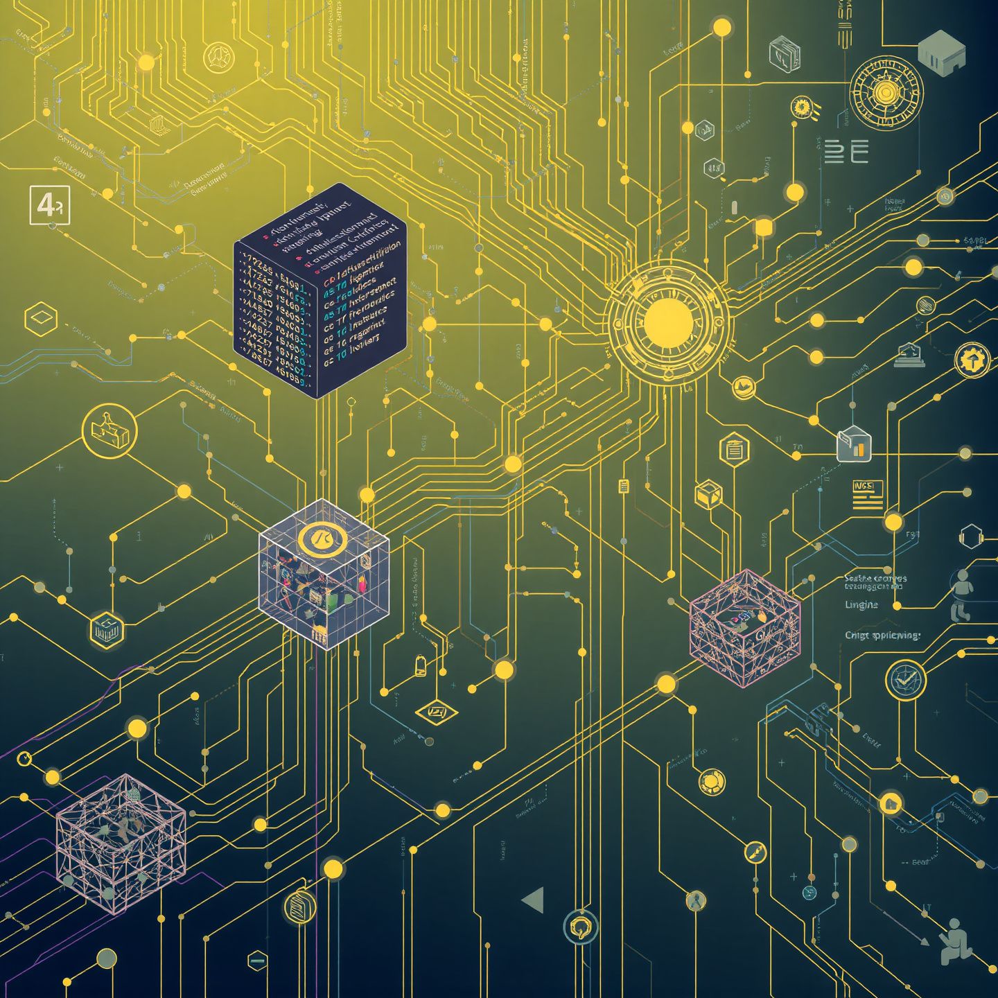 An abstract illustration of large language models processing diverse datasets intricate neural networks and data streams depicting the fine-tuning process for specialized AI understanding and generation capabilities in a tech art style